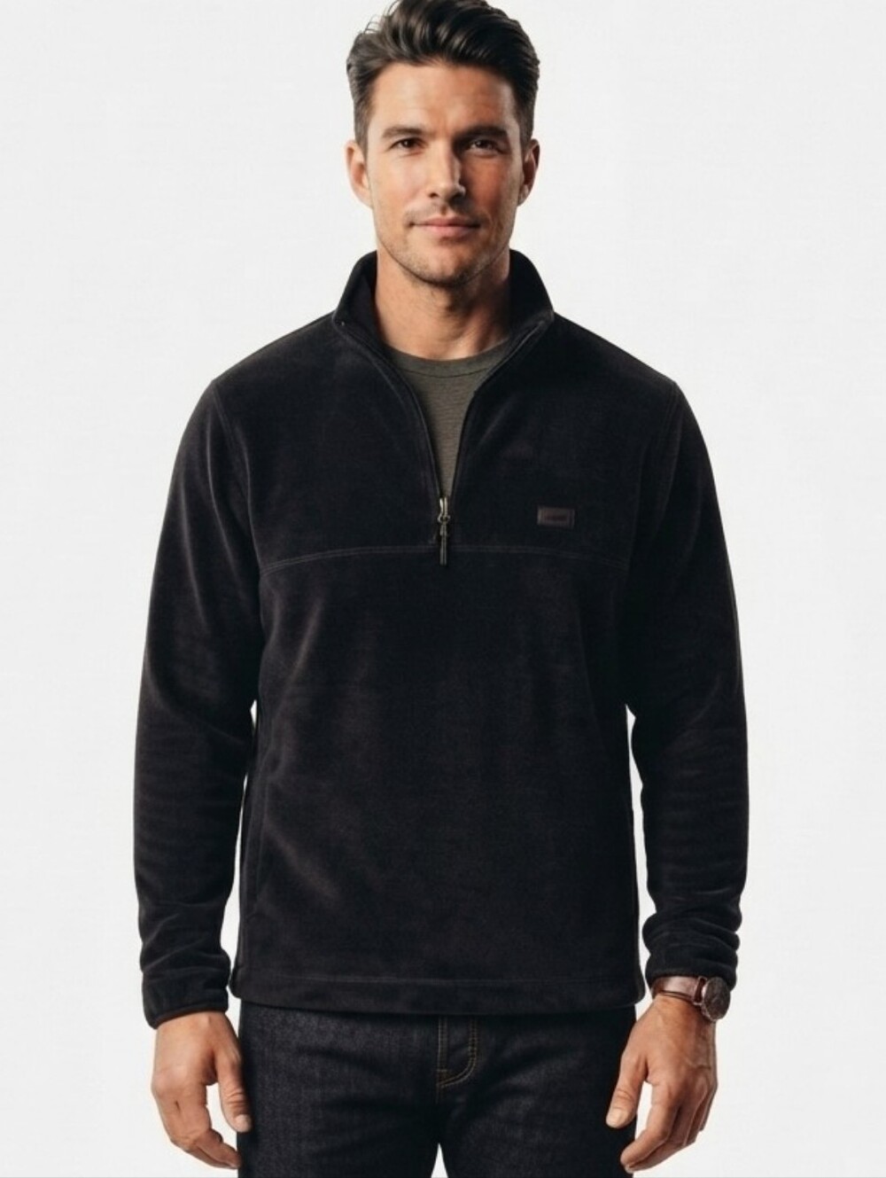 NWT Rains Addis Black Half-Zip Fleece Pullover Water Resistant Large $110